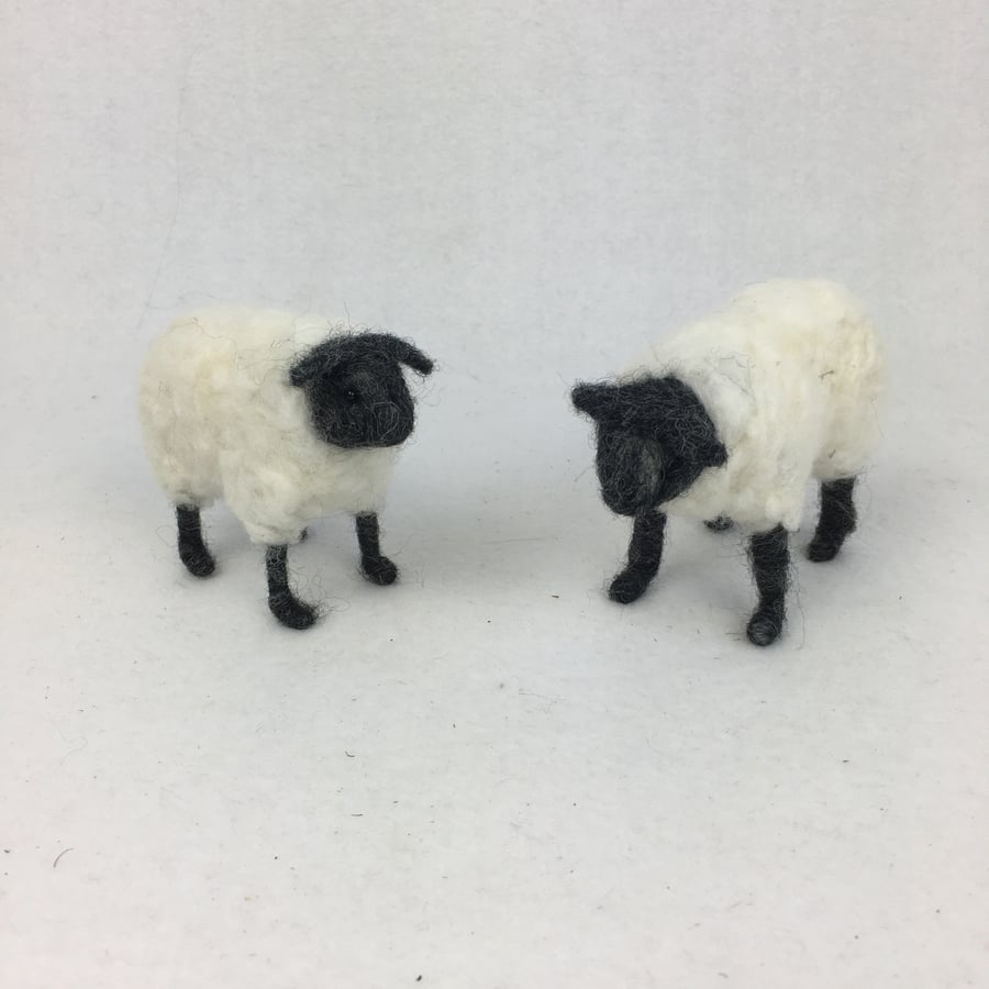 Primitive needle felted sheep model