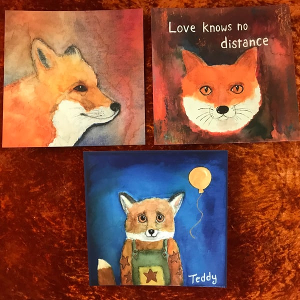 Fox postcard set of three