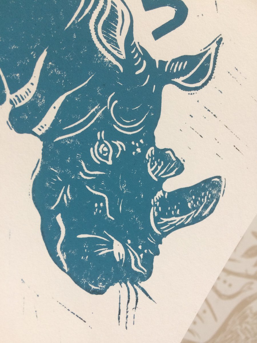 'Remember Sudan' charity lino print for Save The Rhino