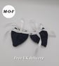 Heart hanger pair in black with with ribbon and seed bead edging.  - Image 1