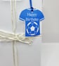 Football Shirt Gift Tag with Silk Ribbon – Handmade Sports Gift Tag - Image 2