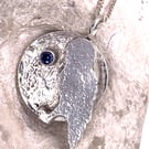 Fine silver owl and moon pendant 