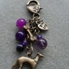 Purple Gemstone Greyhound Dog Bag Charm Stocking Filler