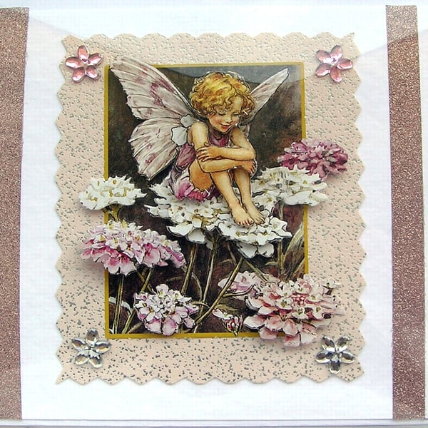 Fairy Hand Crafted 3D Decoupage Greeting Notelet Card - Blank (2433)