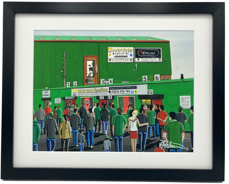 Glentoran F.C, The Oval. High Quality Framed, Football Art Print