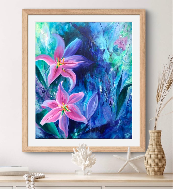 Lily Flower Art Print, Abstract Floral Print in 2 Sizes, FREE UK Delivery