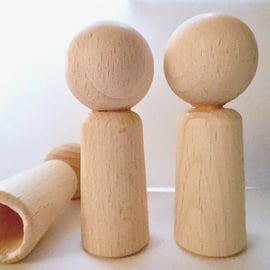 5 x Round  peg doll Finger Puppets beechwood 7.8cm