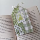 Fabric Gift Tag Bookmark with Printed Snowdrop