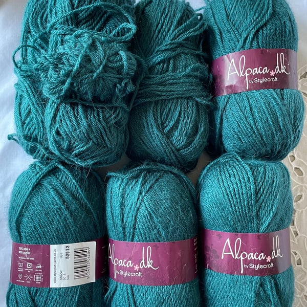 Stylecraft 100g Alpaca DK Bundle Teal Yarn Alpaca Acrylic Blend Knitting Crochet