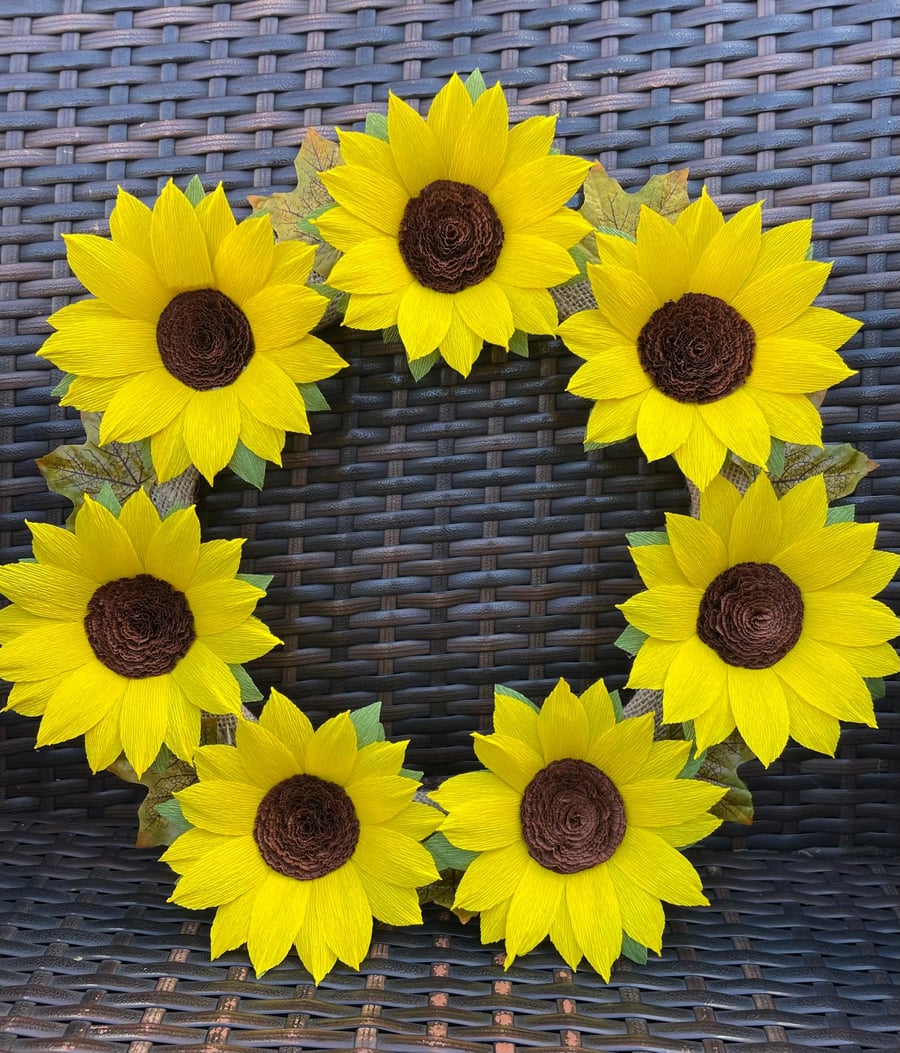 Autumn Paper Sunflower Wreath