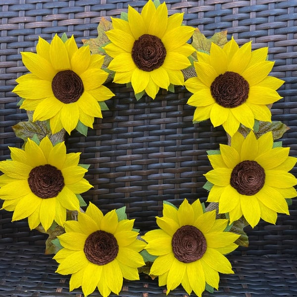 Autumn Paper Sunflower Wreath