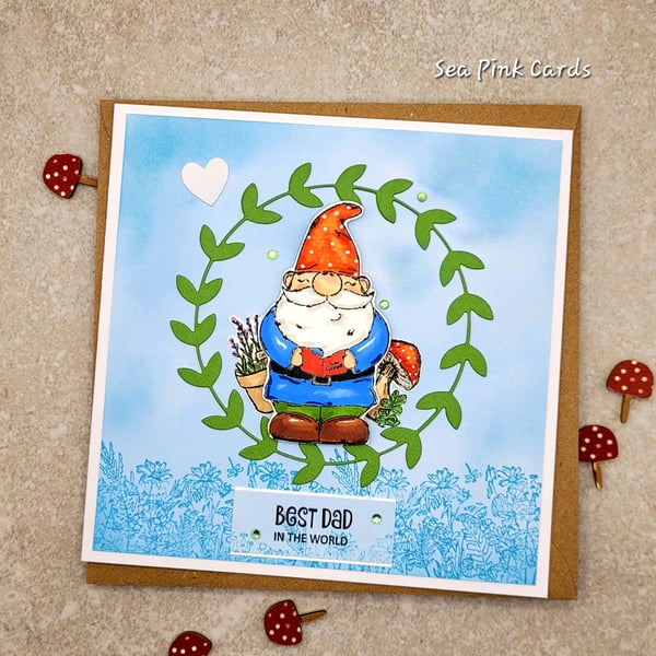 Dad Card -  Birthday and Fathers Day Card, Gnome, Garden, Garden Lover 