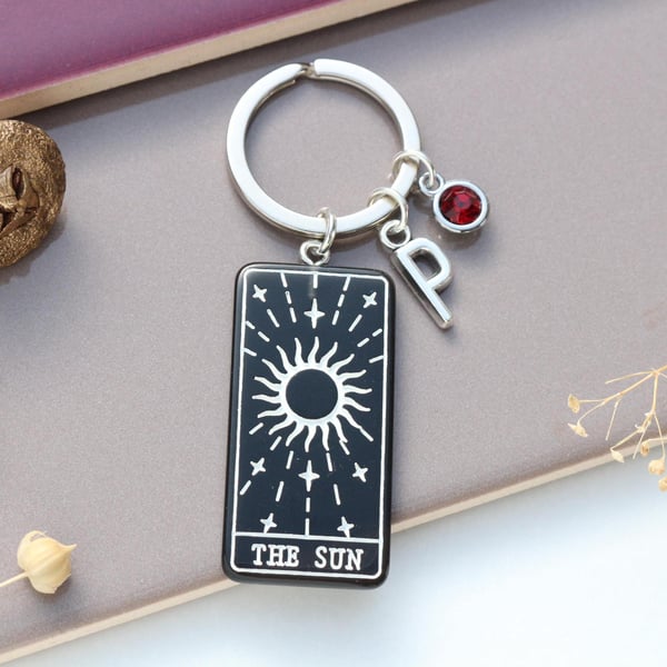 The Sun Tarot Card Personalised keyring - Whimsigoth. Witchy Accessories. 