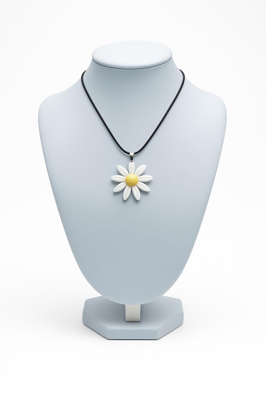 Handmade Polymer Clay Daisy Pendant Necklace, Colourful Artisan Boho Jewelry