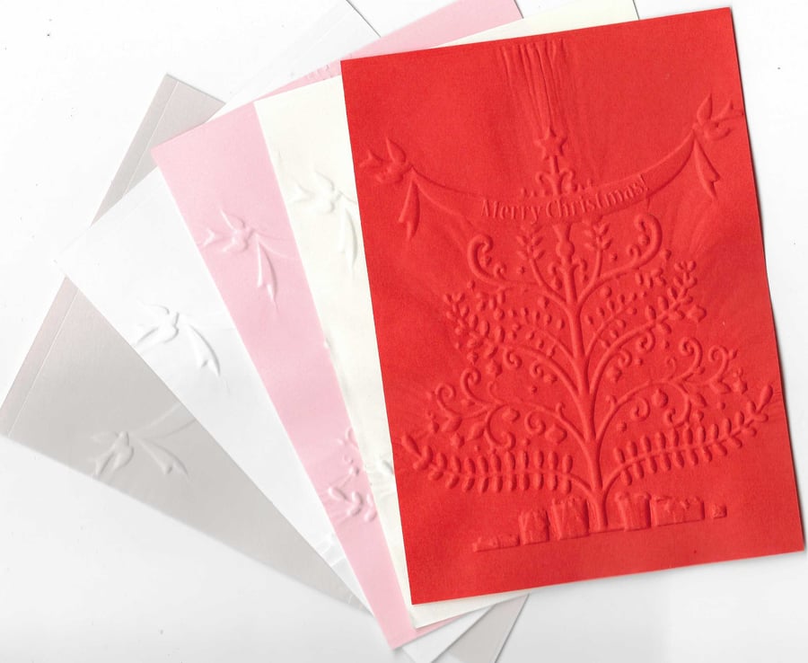 Embossed Paper. 10 Sheets. A6. Choice Of Colour. Tree (16)