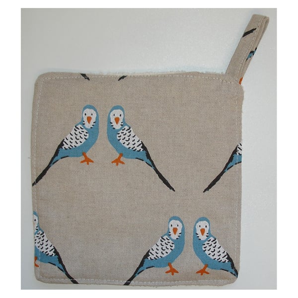 Budgie Pot Holder Potholder Kitchen Grab Mat Pad Aga Budgerigar Parakeet