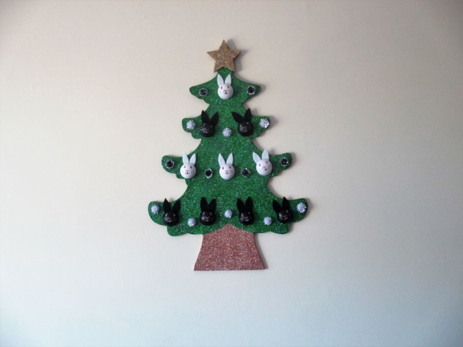SALE Bunny Bauble Christmas Tree Decoration Wall Hanging Glittery Twinkly Rabbit