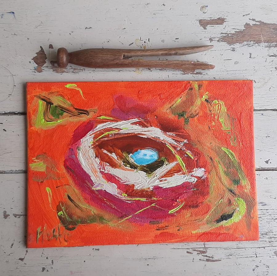 Contemporary spring nest painting 