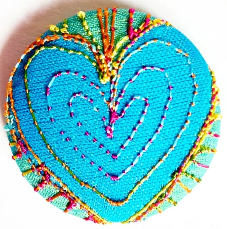 Buttons 1 inch button Hand Dyed Silks and Cottons Free Machine Embroidery Button