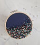 4 inch handmade beaded embroidery hoop with crystals - navy - Image 4