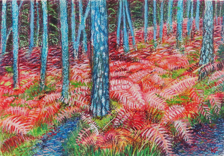 Forest Walk, Scotland - Original Watercolour and Mixed Media Painting