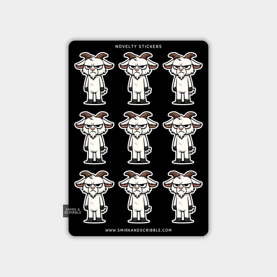 Funny Vinyl Sticker Sheet For Adults - Grumpy Goat