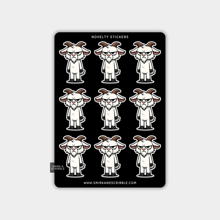Funny Vinyl Sticker Sheet For Adults - Grumpy Goat
