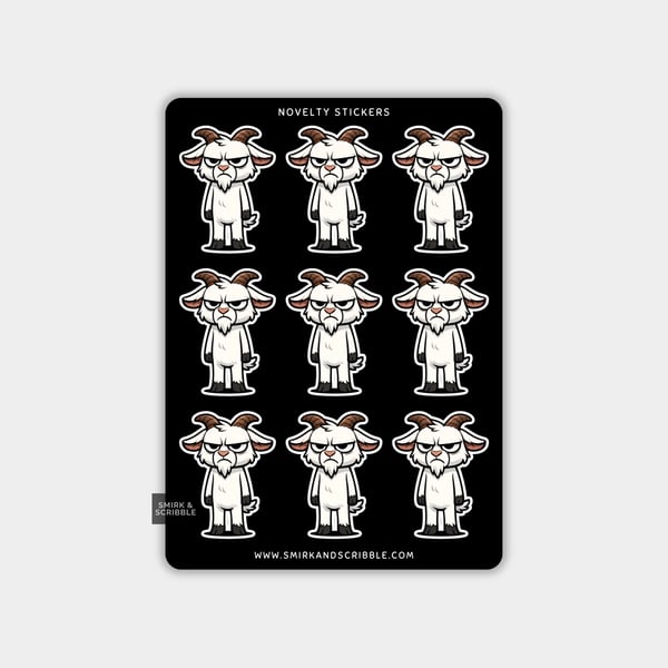 Funny Vinyl Sticker Sheet For Adults - Grumpy Goat