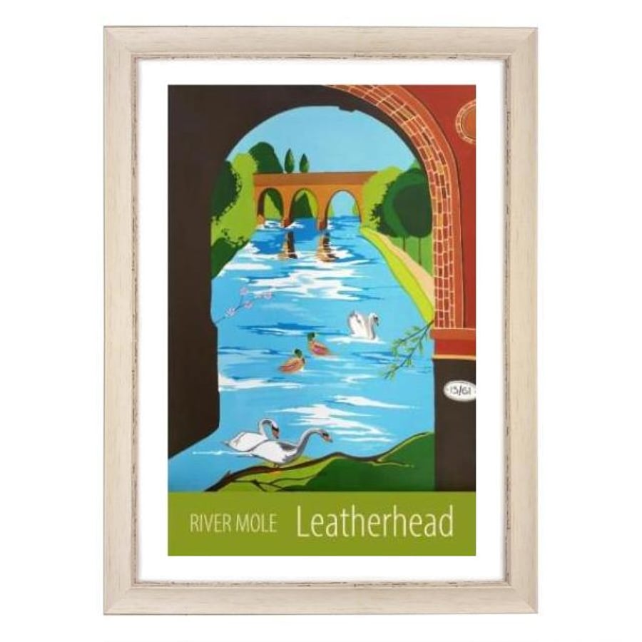 Leatherhead, River Mole travel poster print by Susie West