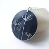 Dandelion seed pendant necklace in black and silver