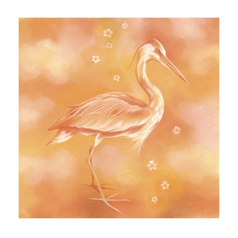 Seconds sale-  Heron Art print, wildlife art. 
