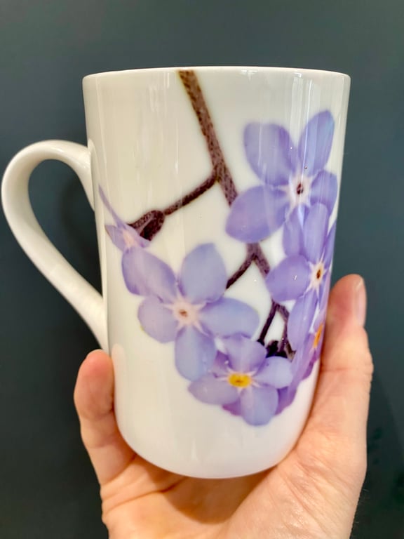 Perfectly Imperfect Bone China Mug - forget me not print.