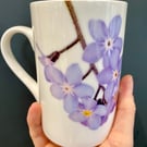 Perfectly Imperfect Bone China Mug - forget me not print.