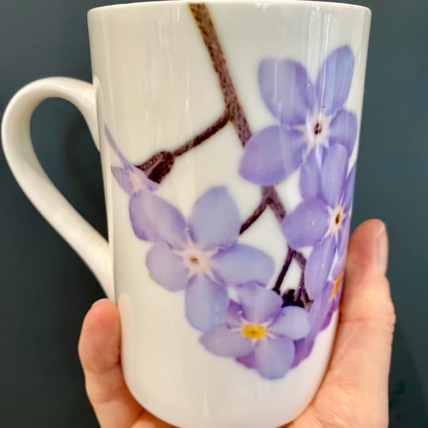 Perfectly Imperfect Bone China Mug - forget me not print.