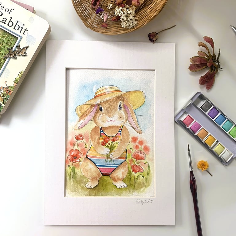 August Bunny - Bunny art - Children's room decor