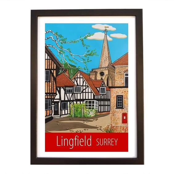 Lingfield travel poster print by Susie West