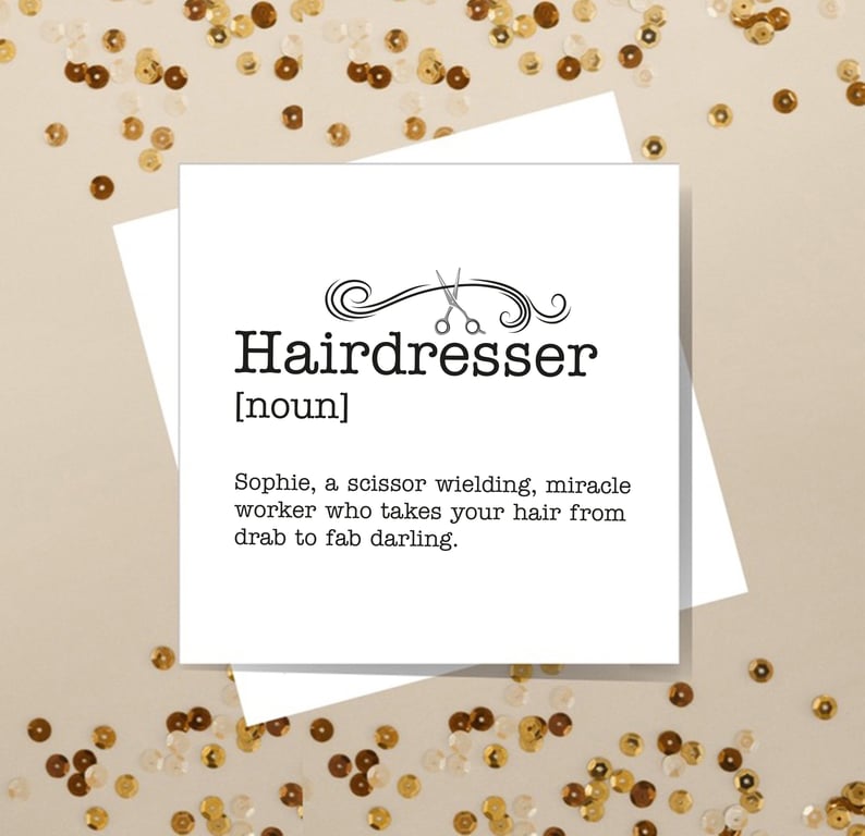 Hairdresser Definition Card - Birthday, Thank you, personalised, blank inside