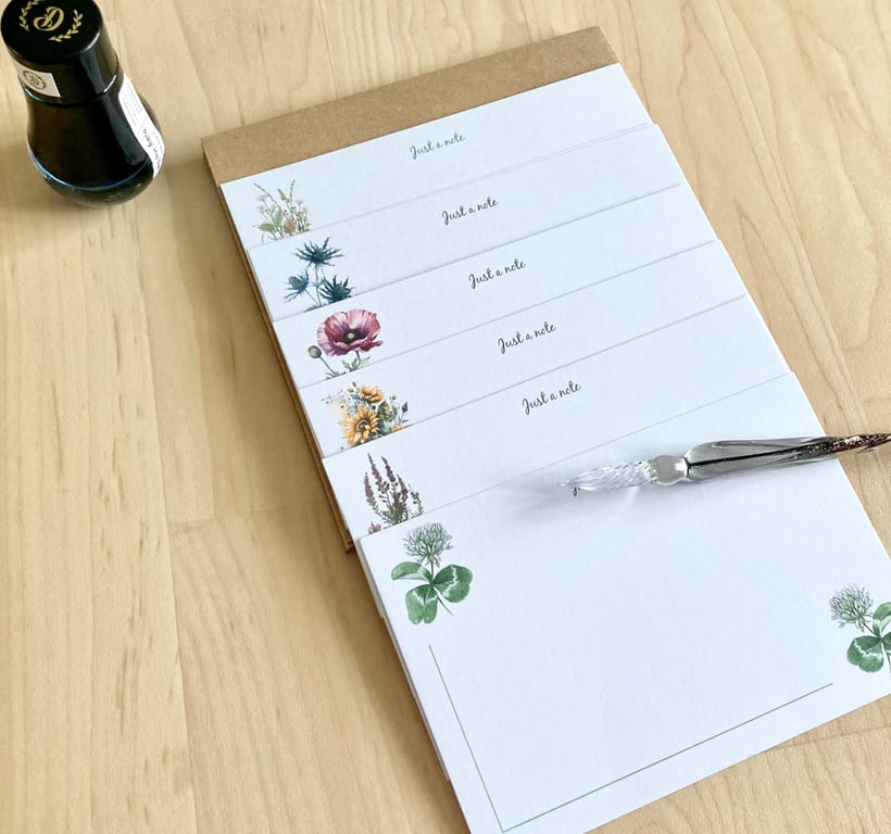 Garden Flowers Note Cards Set Flat A6 Cards with Envelopes in Gift box