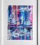'Distant Bridge' Original A4 Framed Painting - Image 2