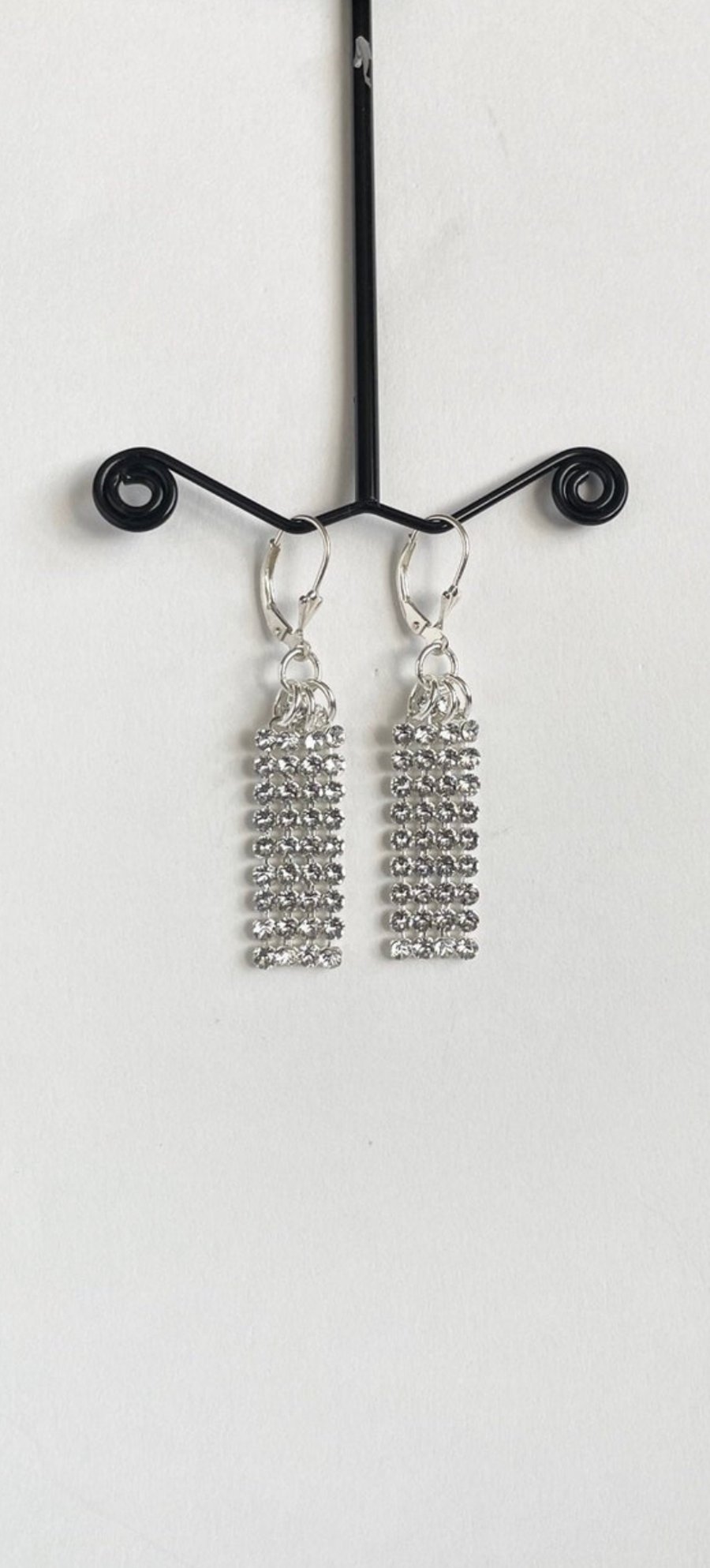 Sterling Silver Crystal Mesh Earrings with Lever Backs