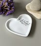 White Heart Shaped Tray with Silver Leaf and Rose Quartz