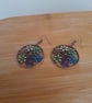 ANTIQUE COPPER AND MULTI COLOURED DANGLE EARRINGS. - Image 3