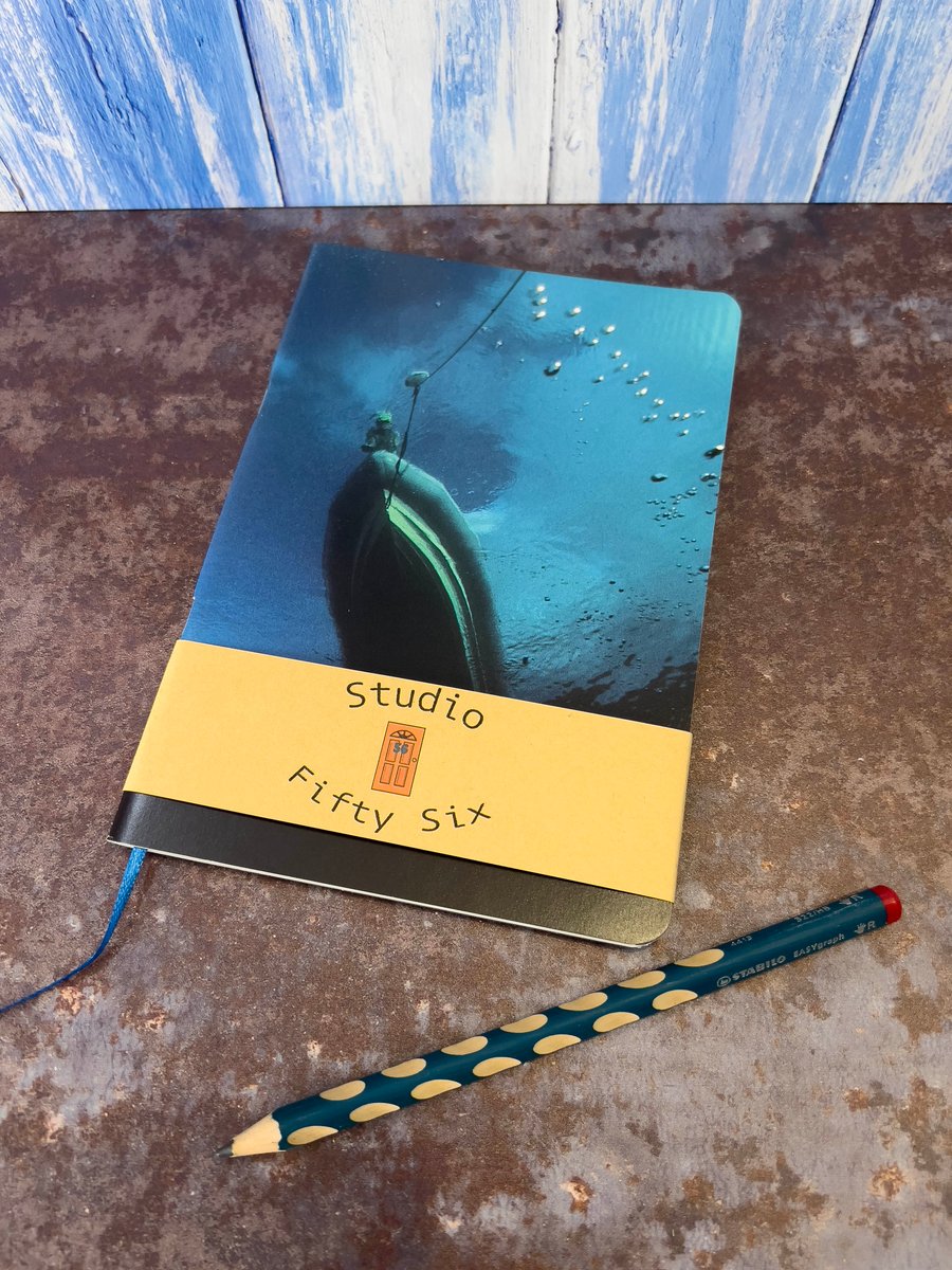 Notebook, Marine themed, A5 (ish), made from up-cycled and recycled materials.