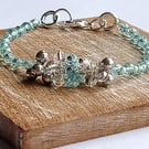 Grey Glass Pearl and Light Blue Bracelet 