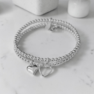 Sterling Silver Heart Charm Stretch Bracelet 925