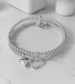 Sterling Silver Heart Charm Stretch Bracelet 925
