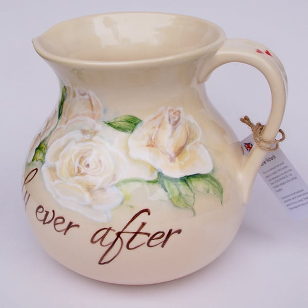 bespoke wedding jug, hand painted ceramic, personalised
