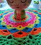 Large, bright crochet mandala doily table mat - Image 5
