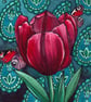 Nouveau Paisley Tulip Design Greeting Card - Image 1