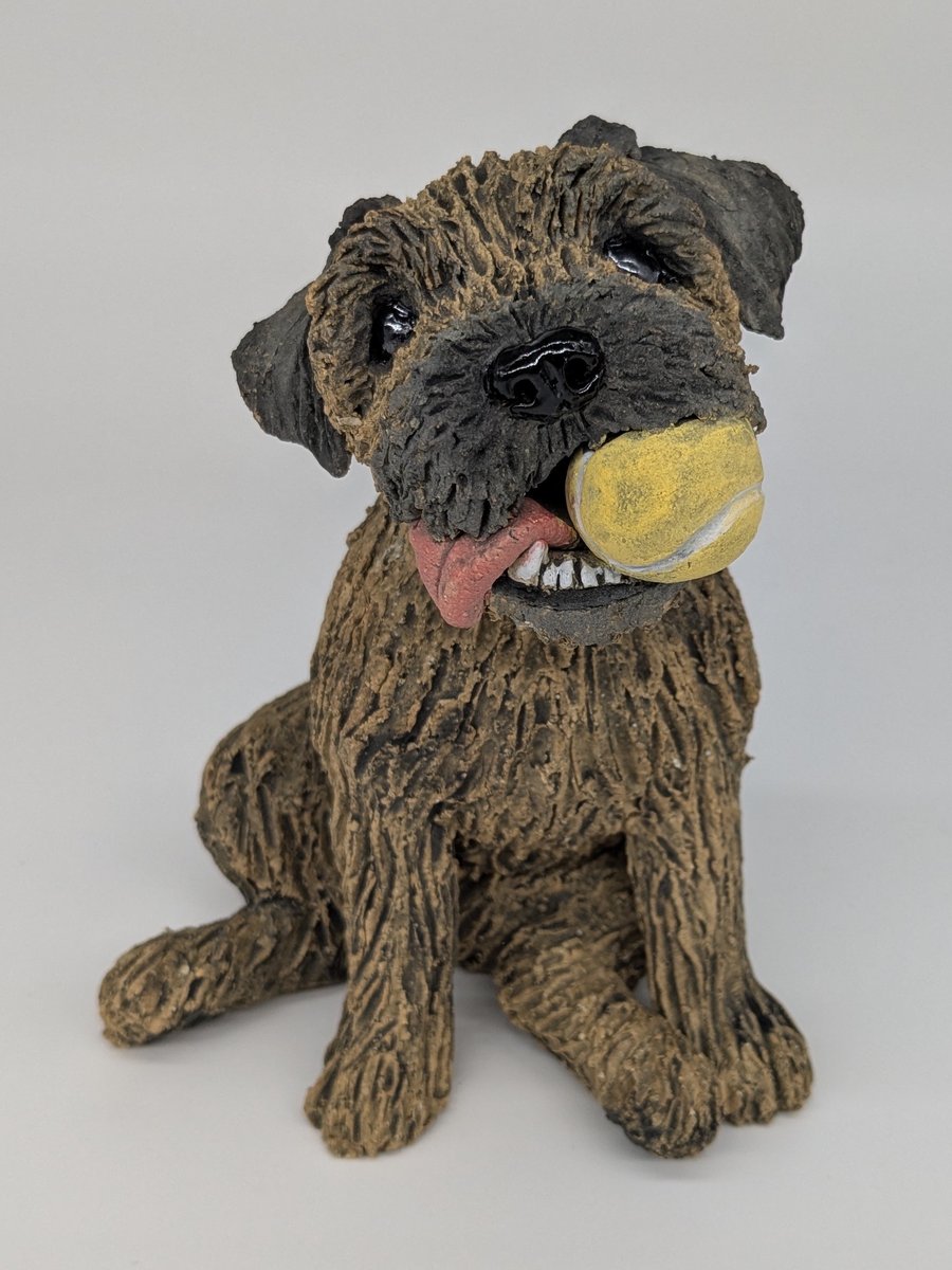 Border Terrier and Ball Sculpture - A
